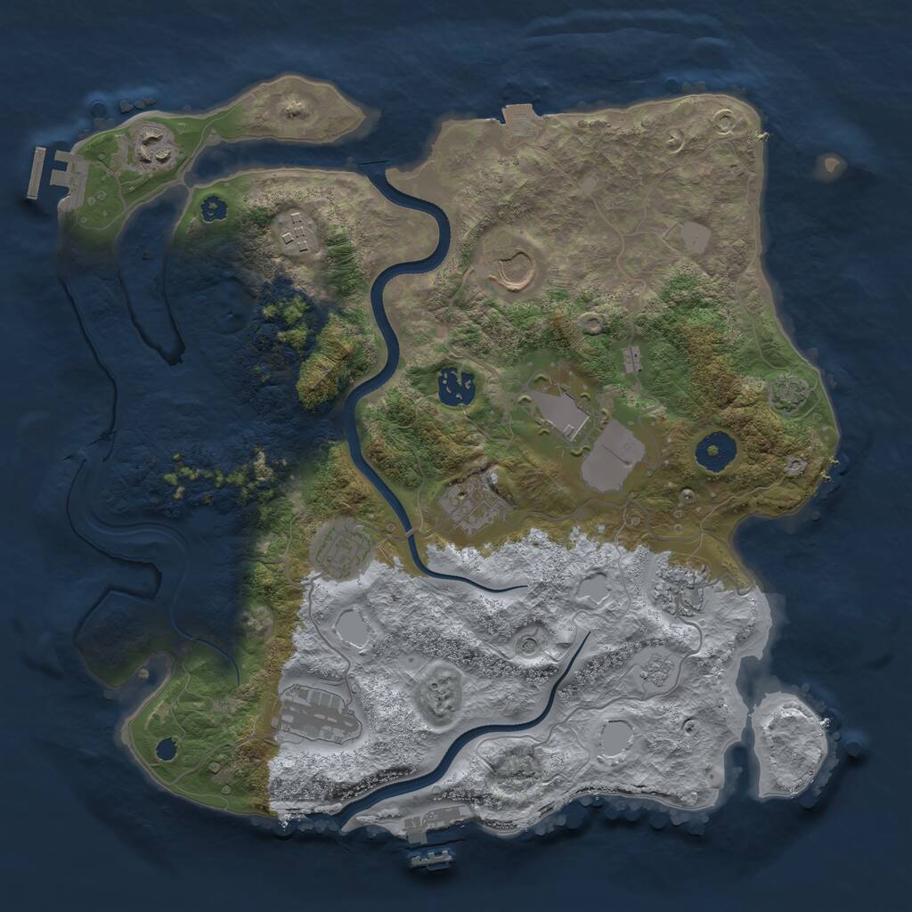 Rust Map: Procedural Map, Size: 3500, Seed: 1614078128, 15 Monuments