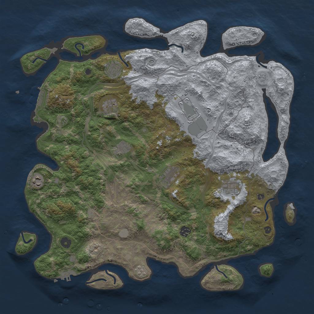 Rust Map: Procedural Map, Size: 4400, Seed: 1993024844, 18 Monuments