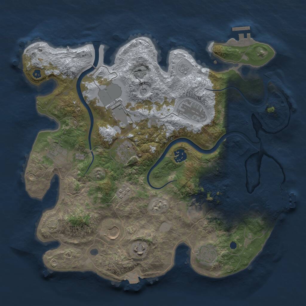 Rust Map: Procedural Map, Size: 3500, Seed: 2391474, 16 Monuments
