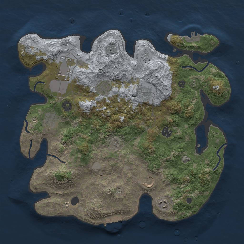 Rust Map: Procedural Map, Size: 3500, Seed: 2391474, 17 Monuments