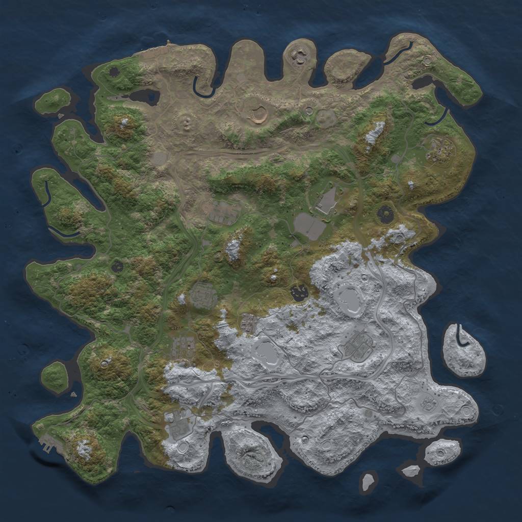 Rust Map: Procedural Map, Size: 4500, Seed: 977183673, 20 Monuments