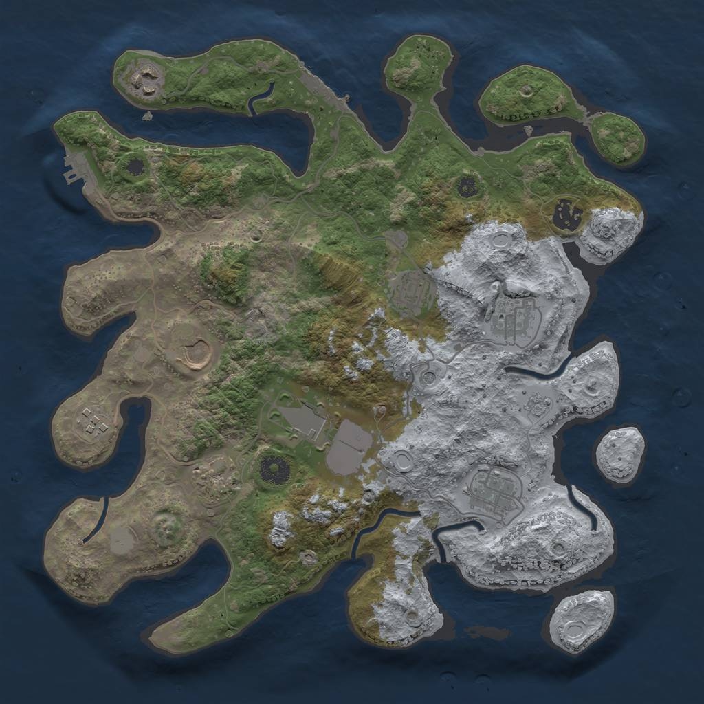 Rust Map: Procedural Map, Size: 3500, Seed: 580787804, 18 Monuments
