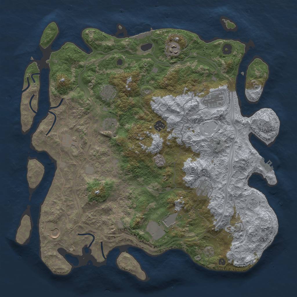 Rust Map: Procedural Map, Size: 4250, Seed: 1485075827, 20 Monuments