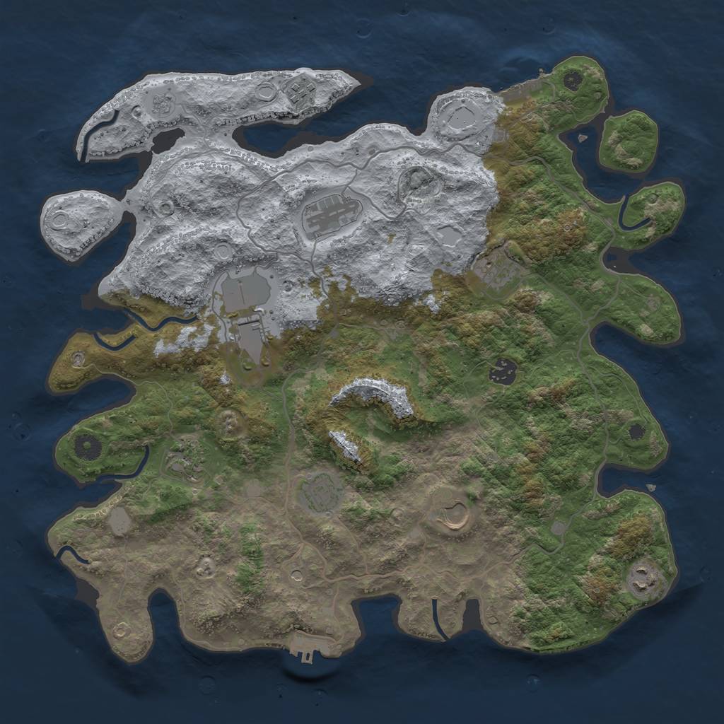 Rust Map: Procedural Map, Size: 4000, Seed: 3459435, 18 Monuments