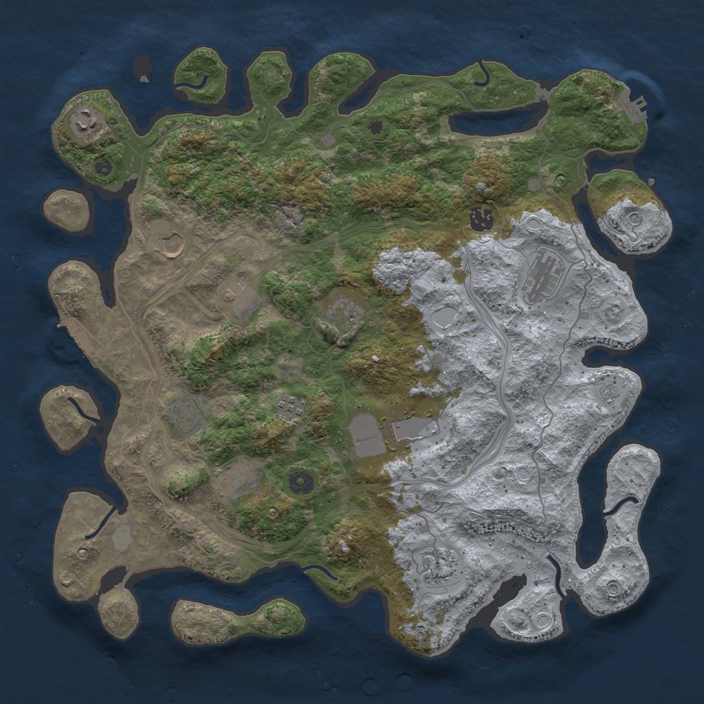 Rust Map: Procedural Map, Size: 4250, Seed: 384094574, 20 Monuments