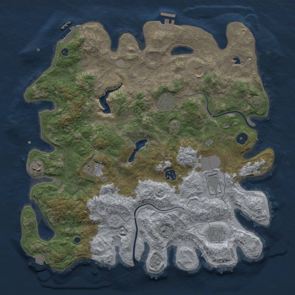 Rust Map: Procedural Map, Size: 4000, Seed: 546283458, 14 Monuments