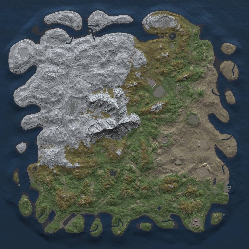 Rust Map: Procedural Map, Size: 5500, Seed: 345632870, 20 Monuments