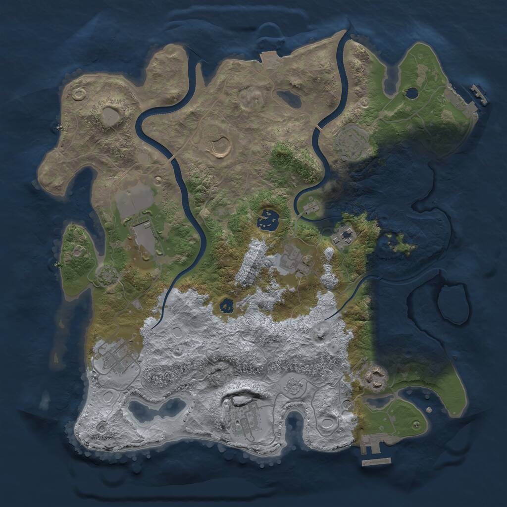 Rust Map: Procedural Map, Size: 3500, Seed: 866192888, 15 Monuments