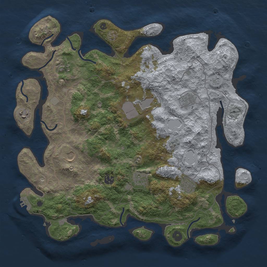 Rust Map: Procedural Map, Size: 4000, Seed: 587166851, 17 Monuments