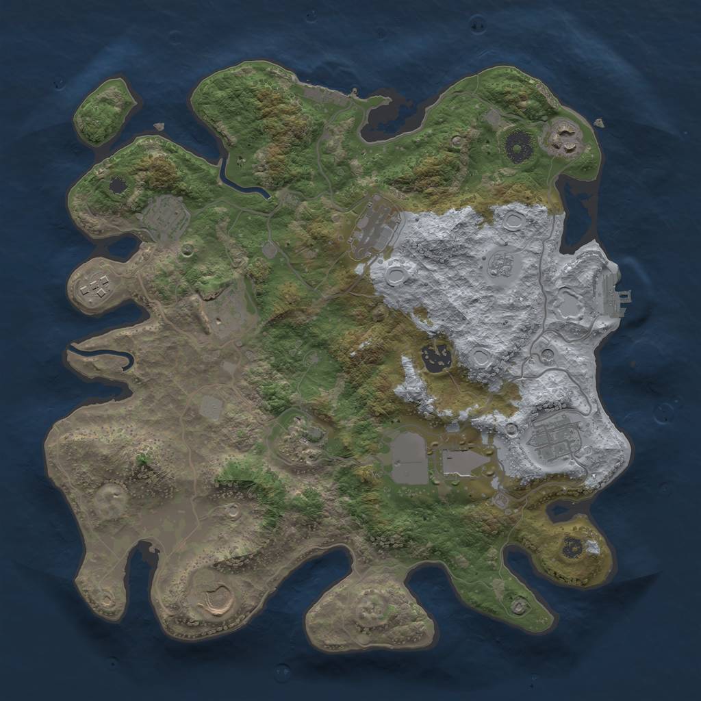Rust Map: Procedural Map, Size: 3500, Seed: 182920498, 19 Monuments
