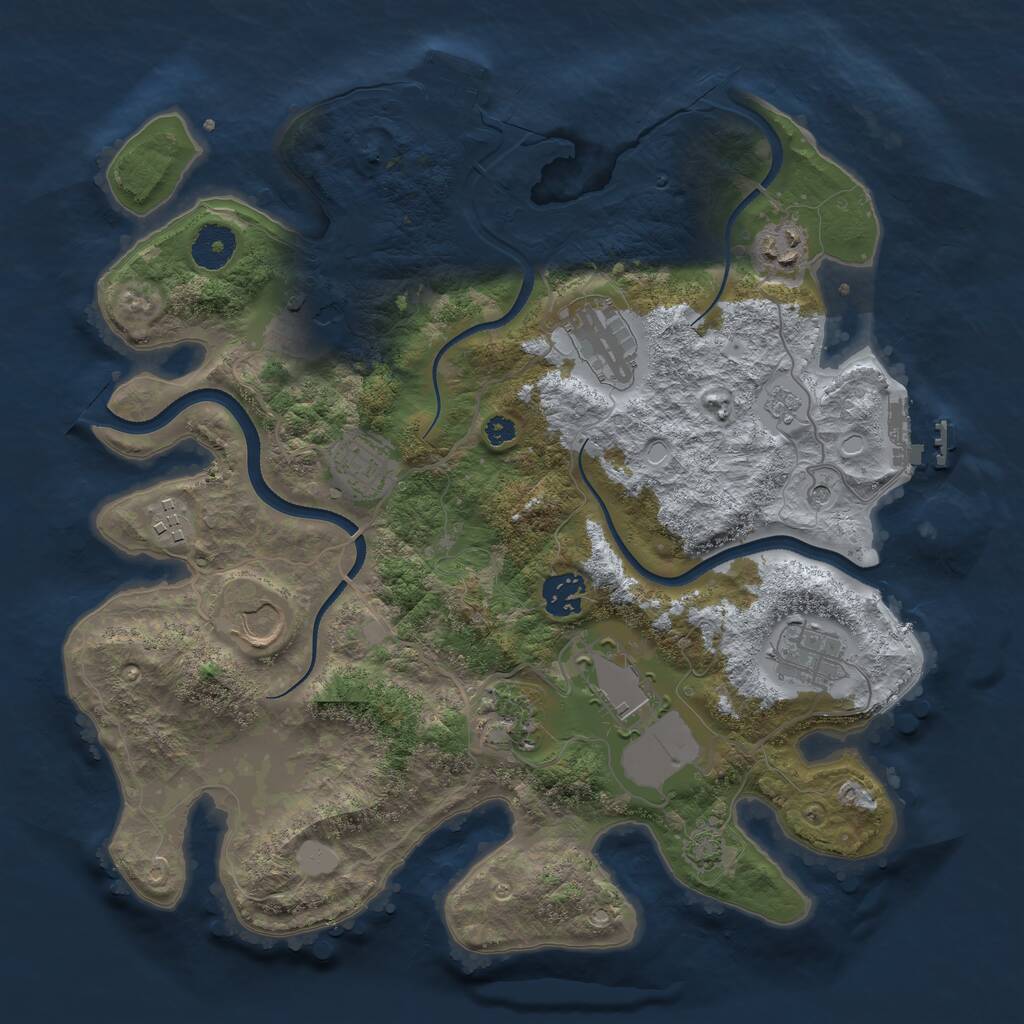 Rust Map: Procedural Map, Size: 3500, Seed: 182920498, 16 Monuments