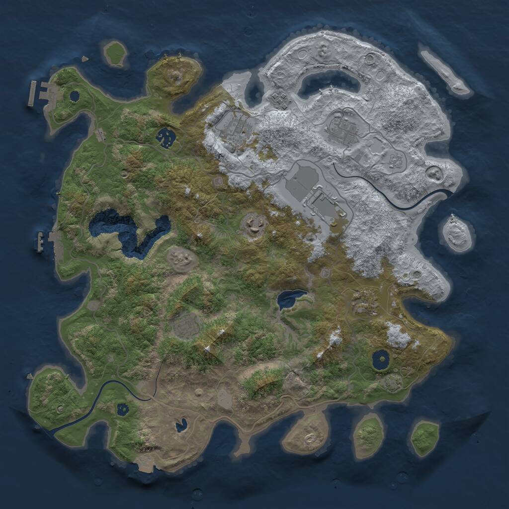 Rust Map: Procedural Map, Size: 4000, Seed: 761203744, 13 Monuments