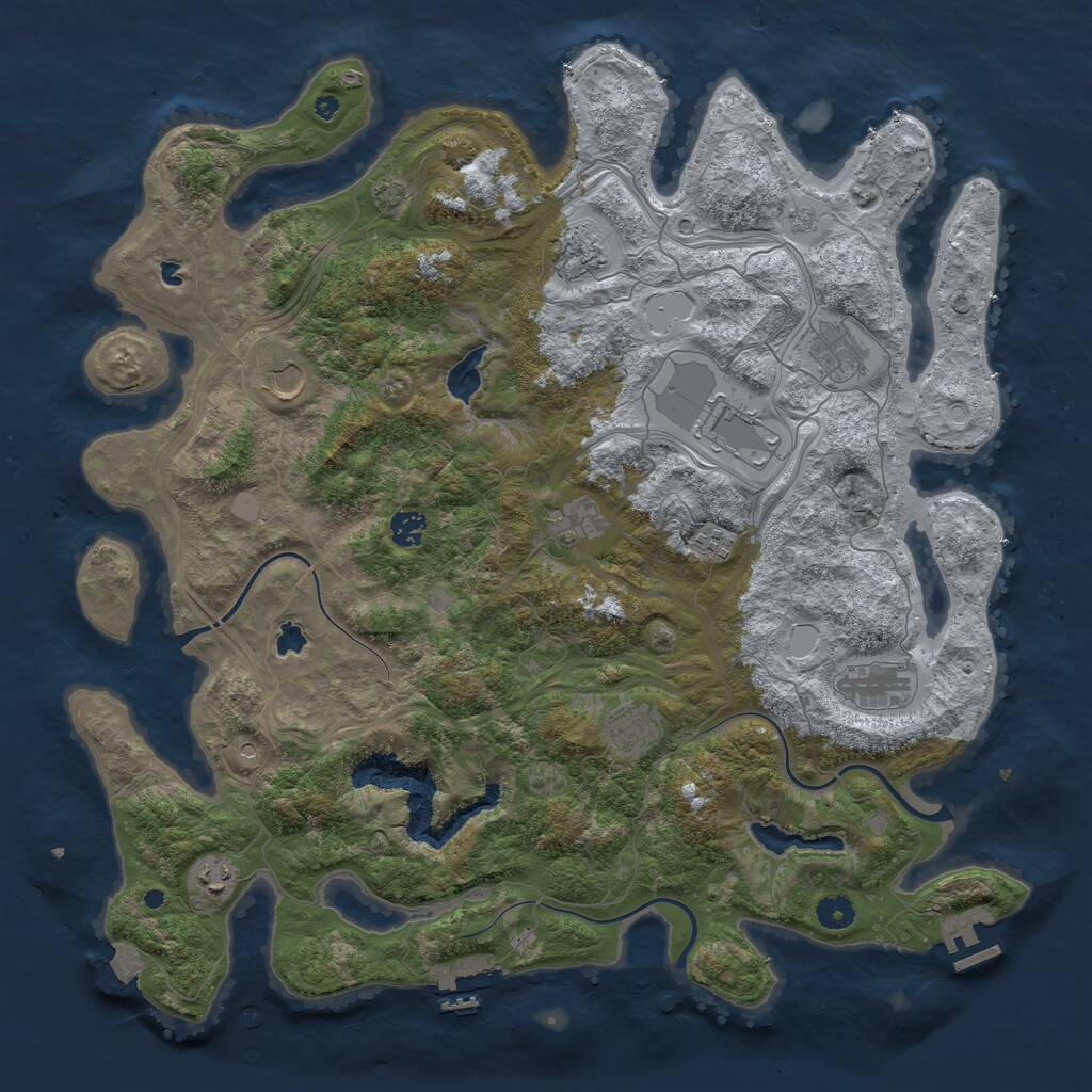 Rust Map: Procedural Map, Size: 4500, Seed: 2057972120, 16 Monuments