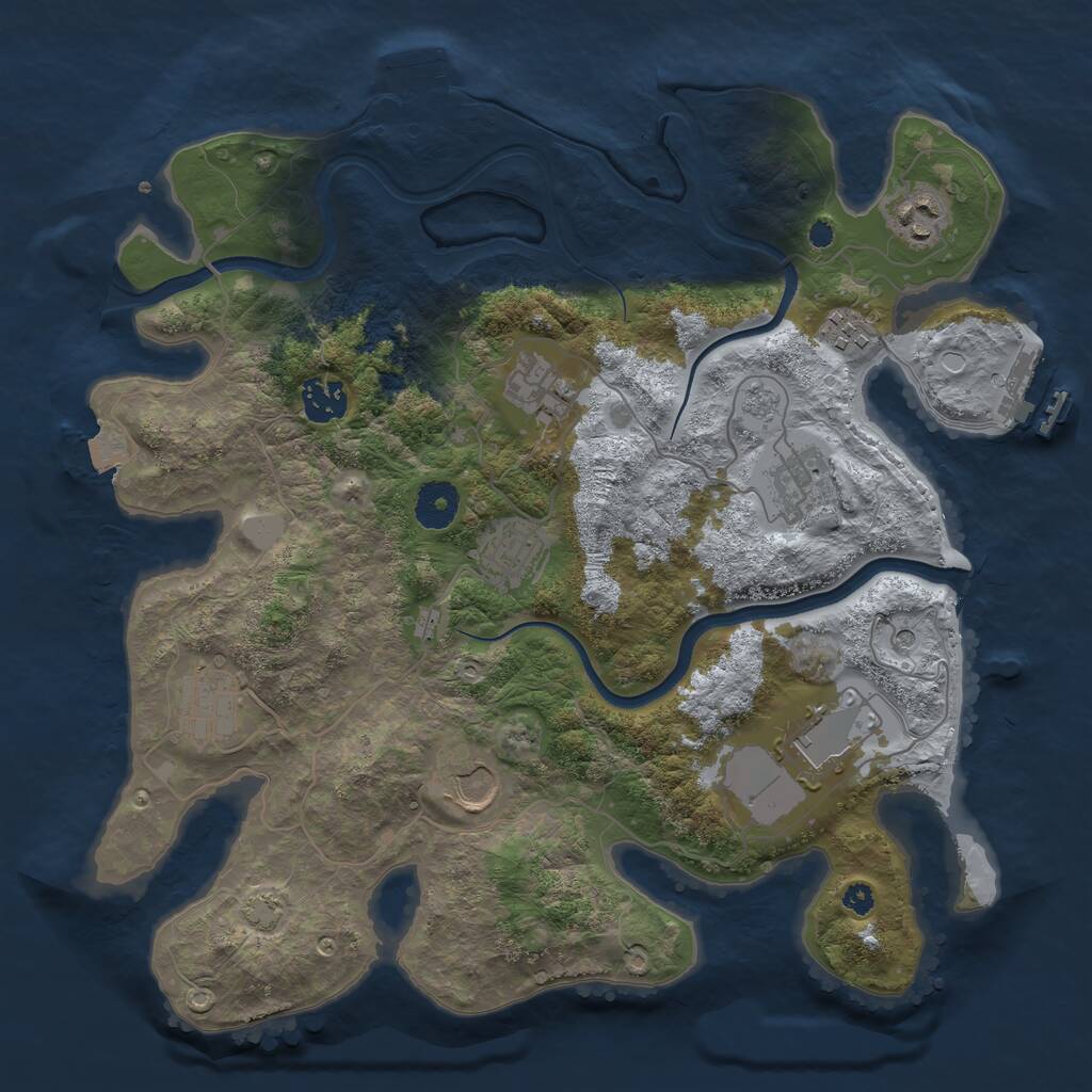 Rust Map: Procedural Map, Size: 3556, Seed: 100000, 15 Monuments