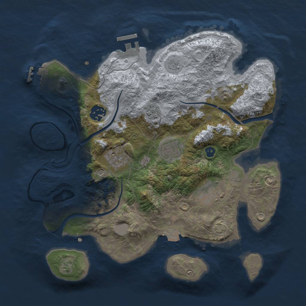 Rust Map: Procedural Map, Size: 3000, Seed: 629796387, 11 Monuments