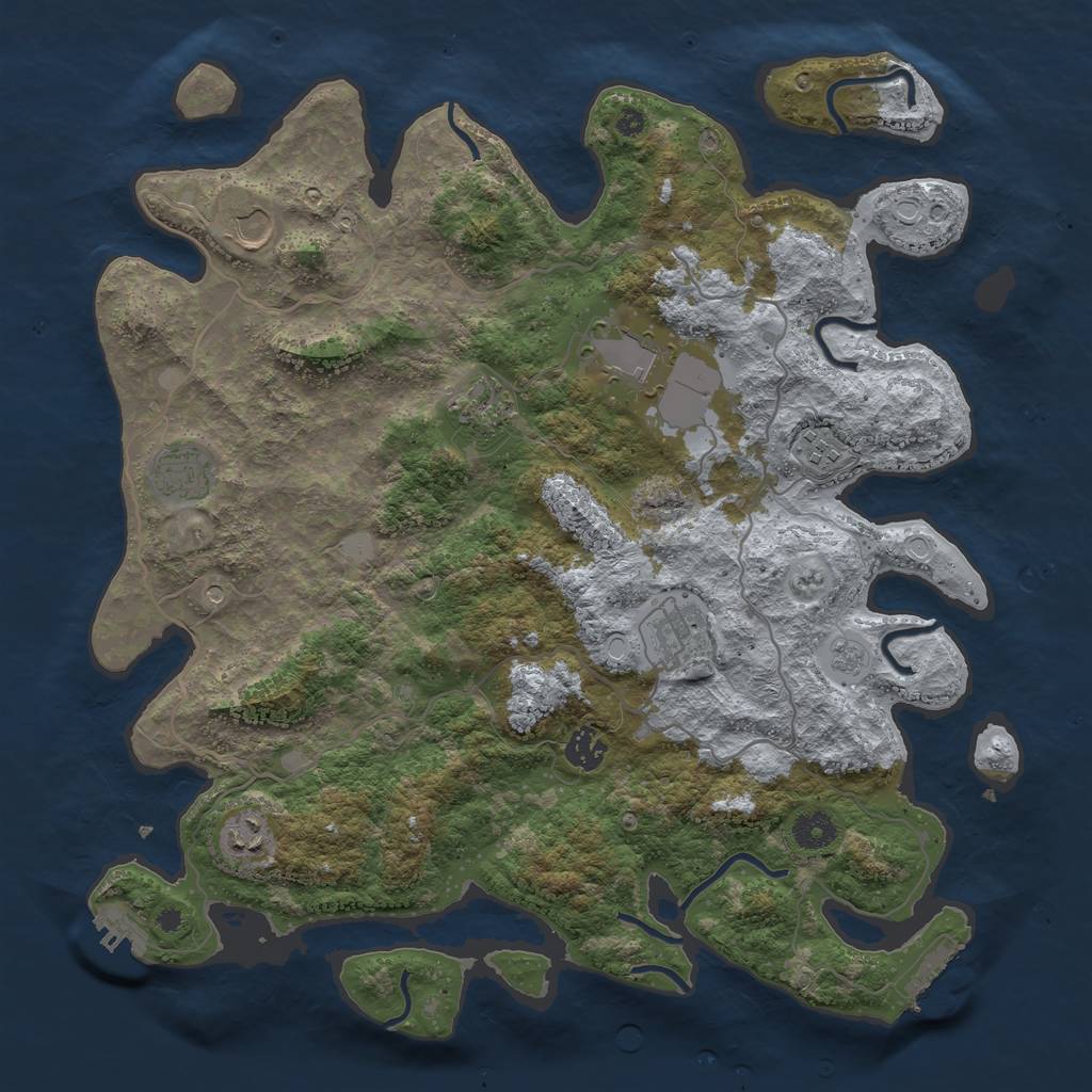 Rust Map: Procedural Map, Size: 4000, Seed: 816897791, 17 Monuments