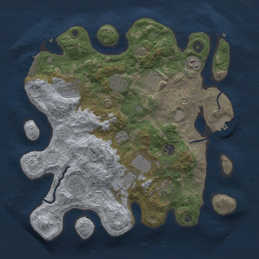 Rust Map: Procedural Map, Size: 3500, Seed: 977144920, 17 Monuments