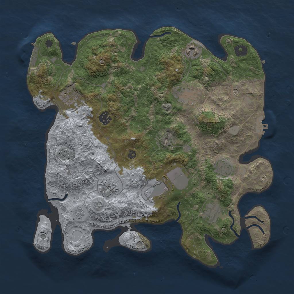 Rust Map: Procedural Map, Size: 3500, Seed: 1452971260, 18 Monuments