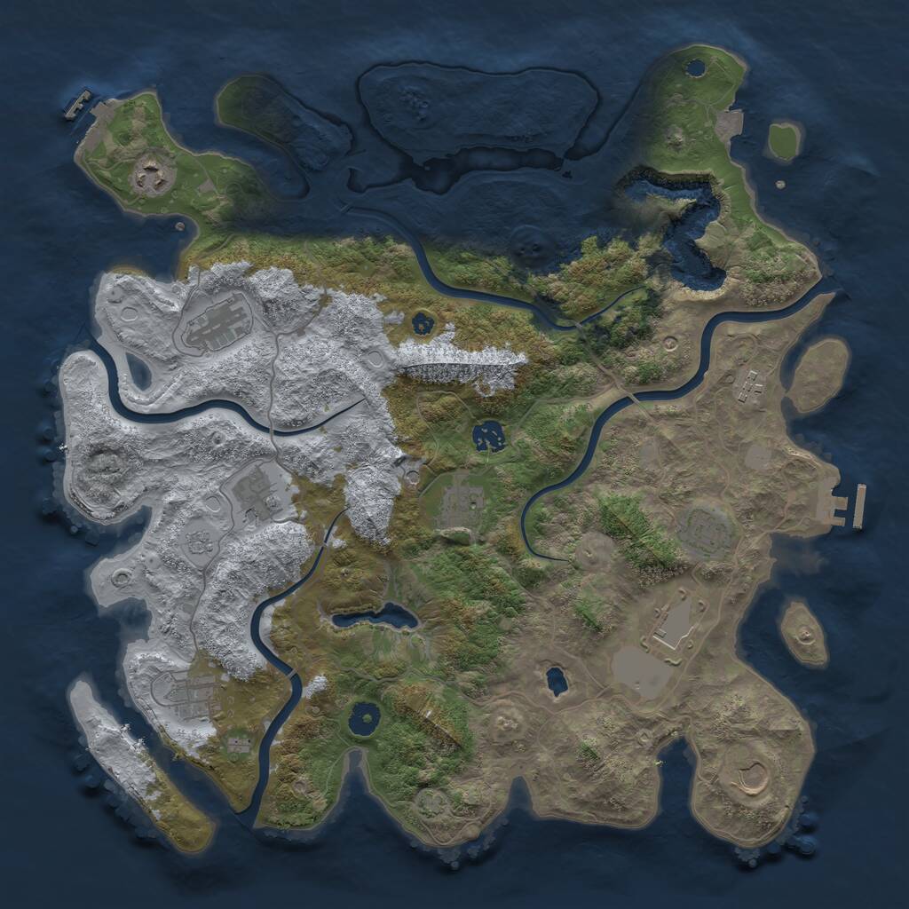 Rust Map: Procedural Map, Size: 4169, Seed: 309, 16 Monuments