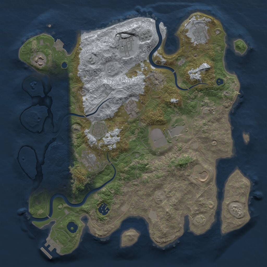 Rust Map: Procedural Map, Size: 3700, Seed: 790718025, 16 Monuments