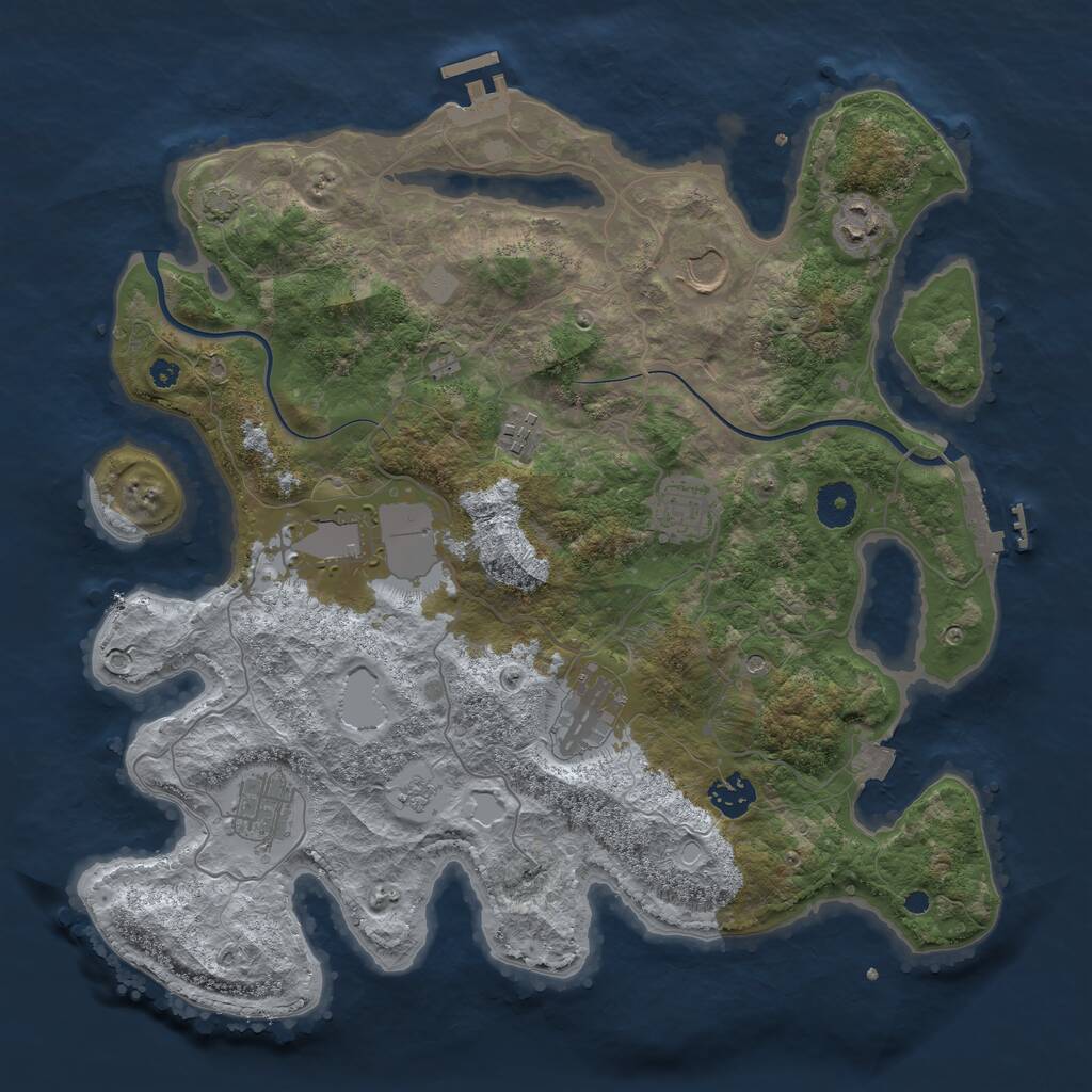 Rust Map: Procedural Map, Size: 3750, Seed: 117161973, 14 Monuments
