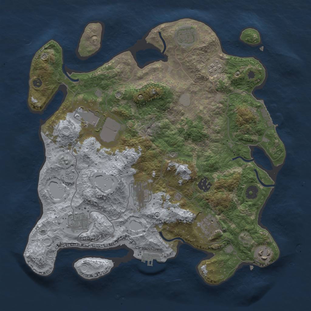 Rust Map: Procedural Map, Size: 3500, Seed: 375486, 17 Monuments