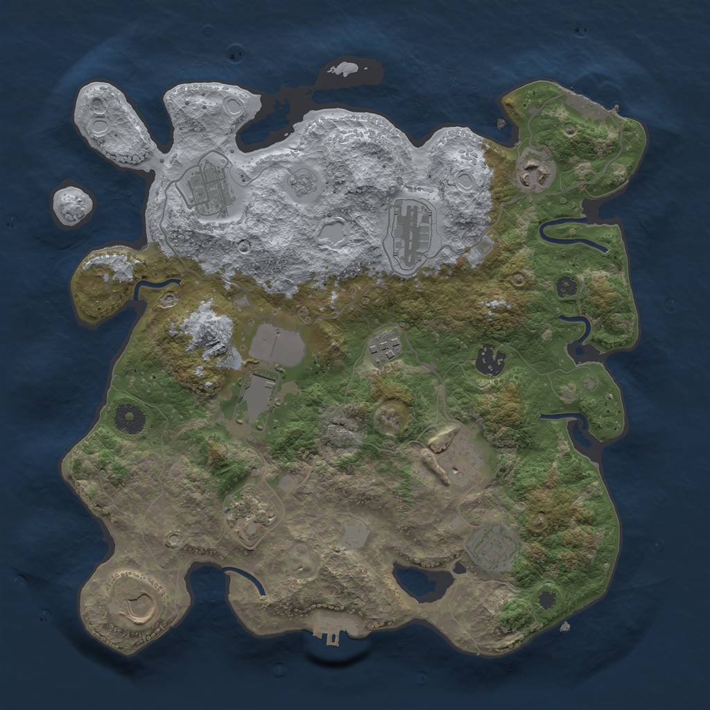Rust Map: Procedural Map, Size: 3500, Seed: 34527039, 18 Monuments