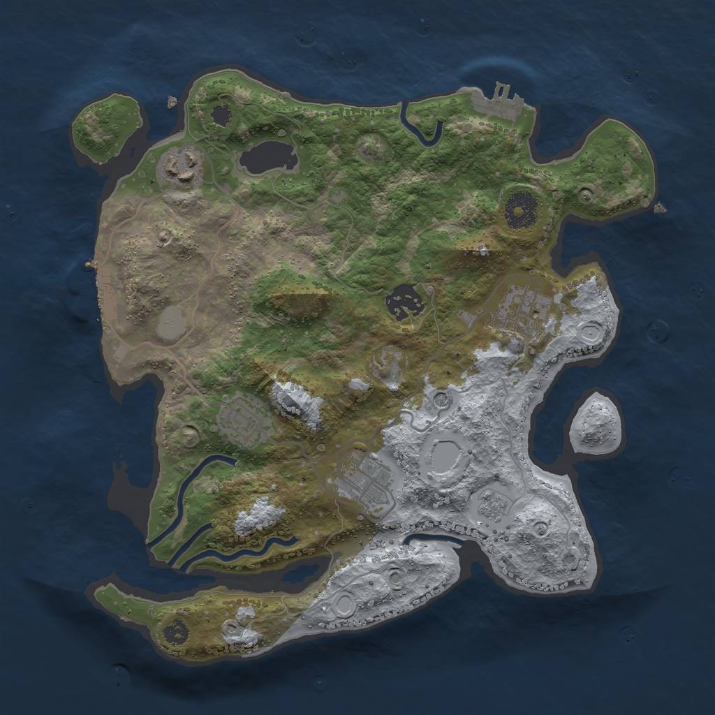Rust Map: Procedural Map, Size: 3000, Seed: 1011667690, 14 Monuments