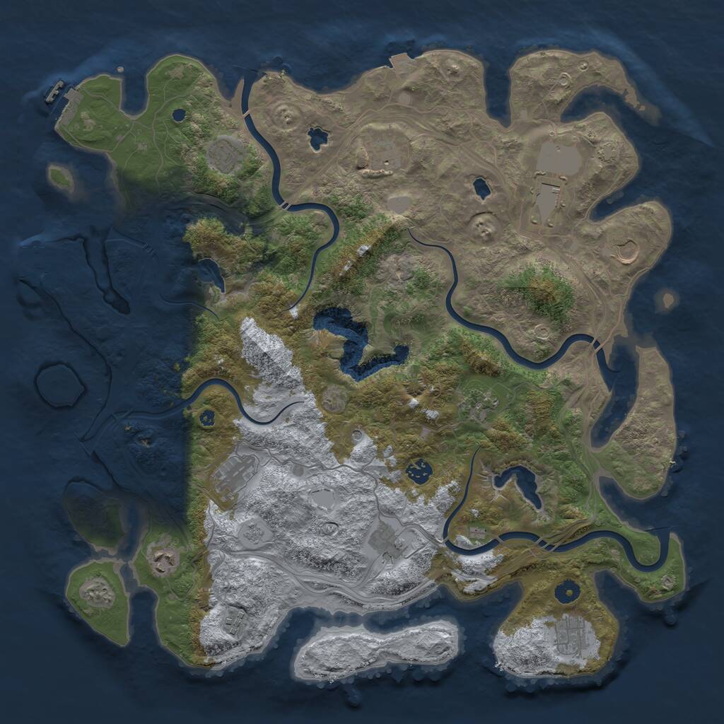 Rust Map: Procedural Map, Size: 4500, Seed: 125475101, 17 Monuments