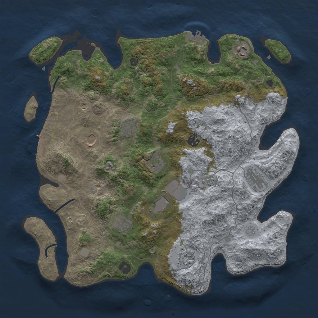 Rust Map: Procedural Map, Size: 4000, Seed: 915190613, 19 Monuments