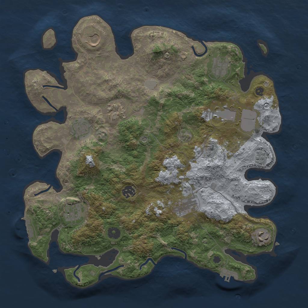 Rust Map: Procedural Map, Size: 3700, Seed: 1508835685, 19 Monuments
