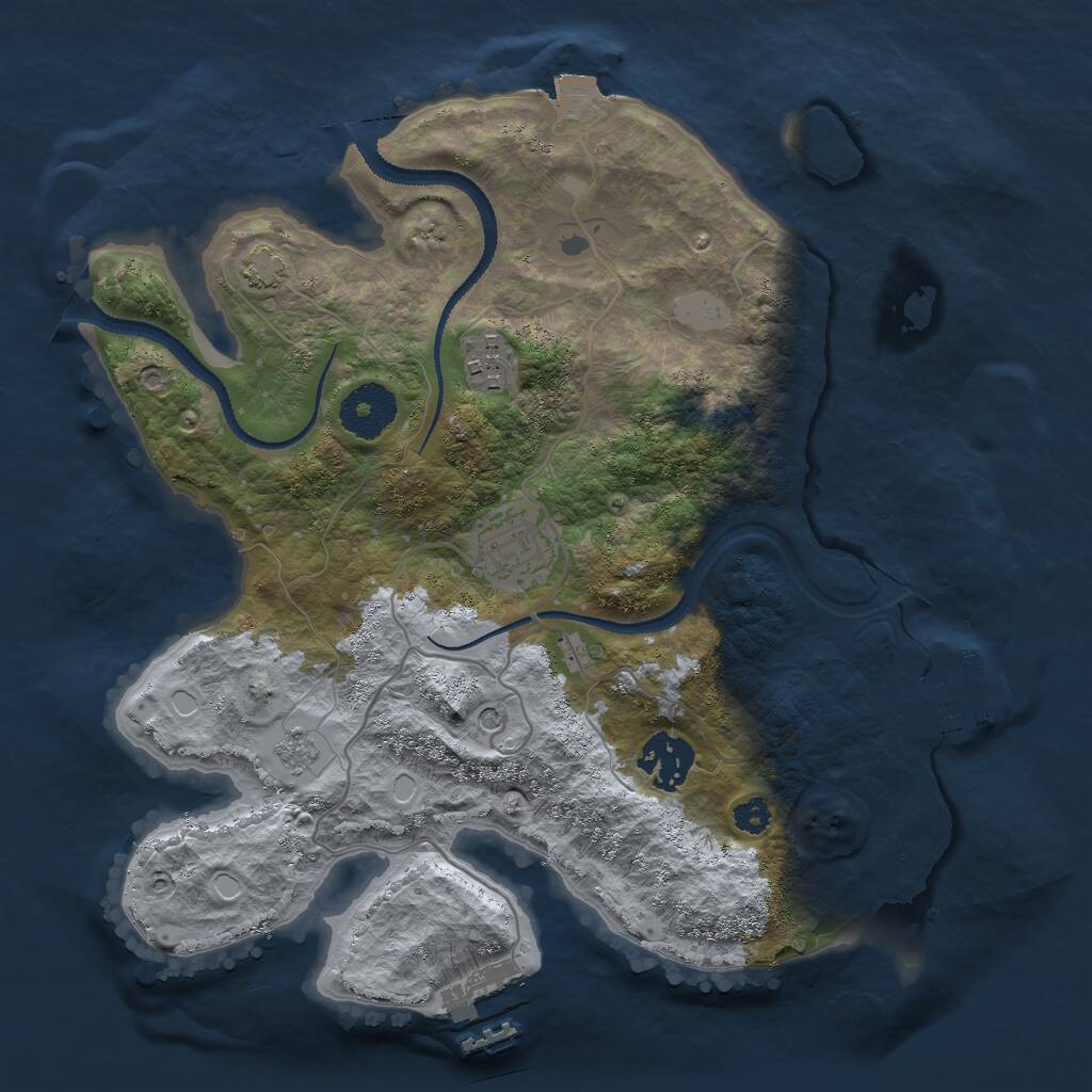 Rust Map: Procedural Map, Size: 3000, Seed: 92299, 9 Monuments