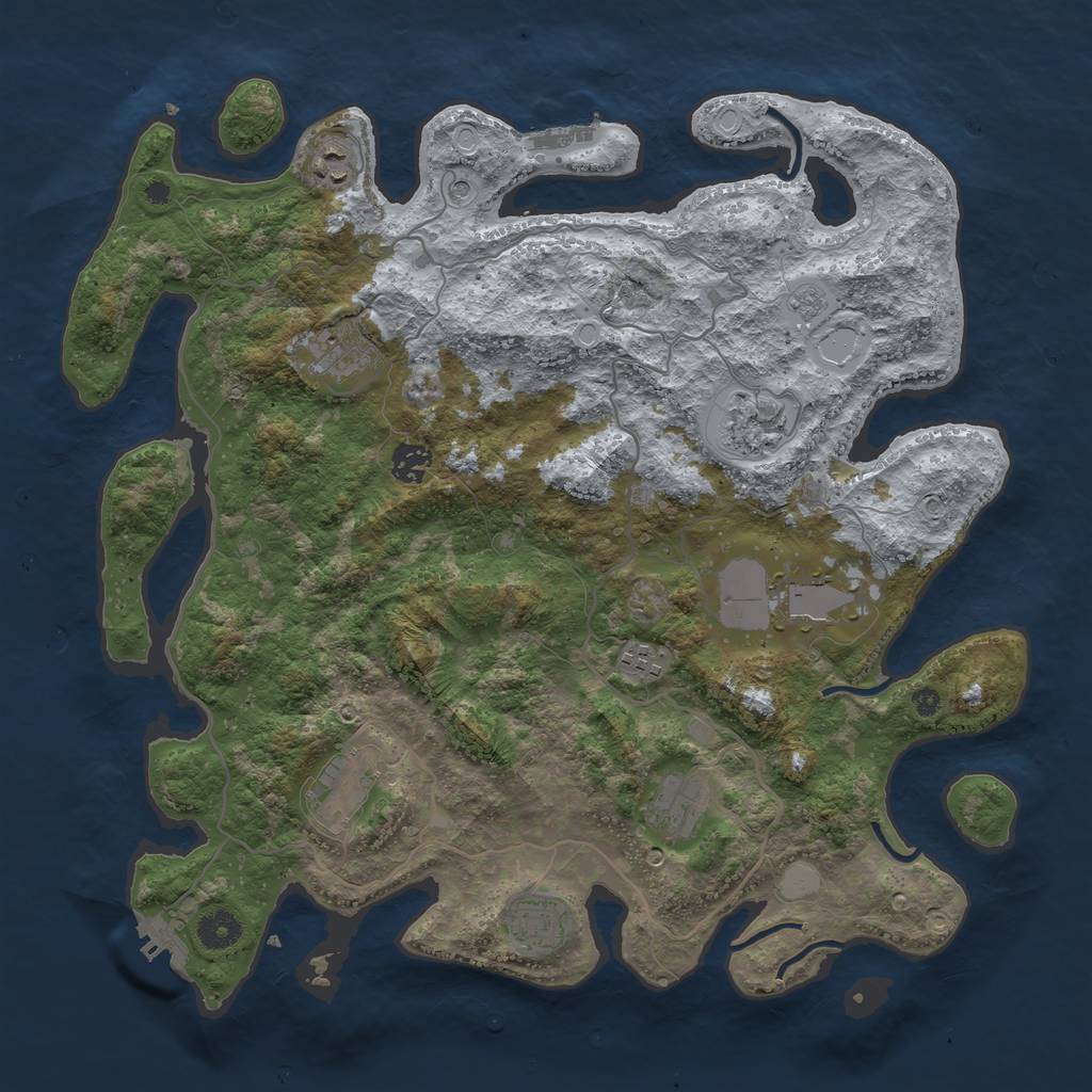 Rust Map: Procedural Map, Size: 4000, Seed: 268003951, 18 Monuments