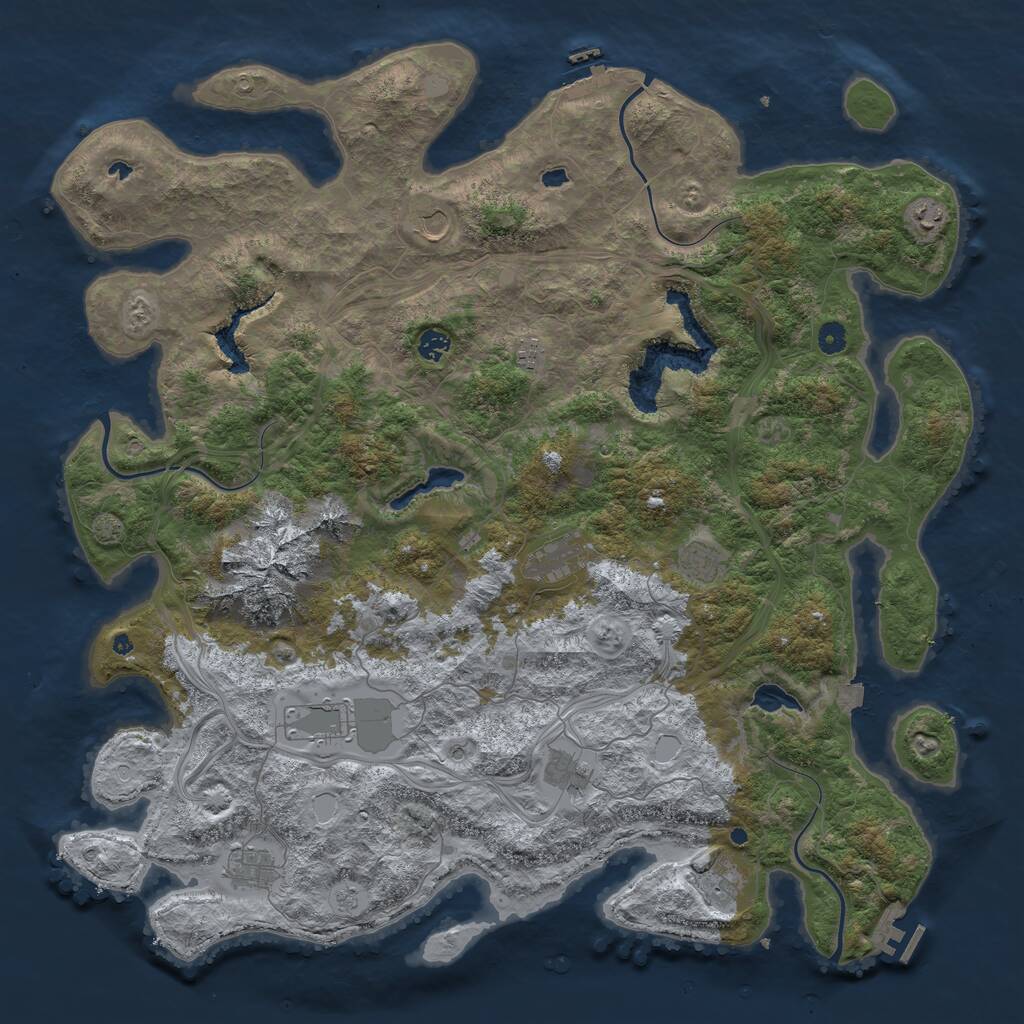 Rust Map: Procedural Map, Size: 5000, Seed: 949142274, 16 Monuments