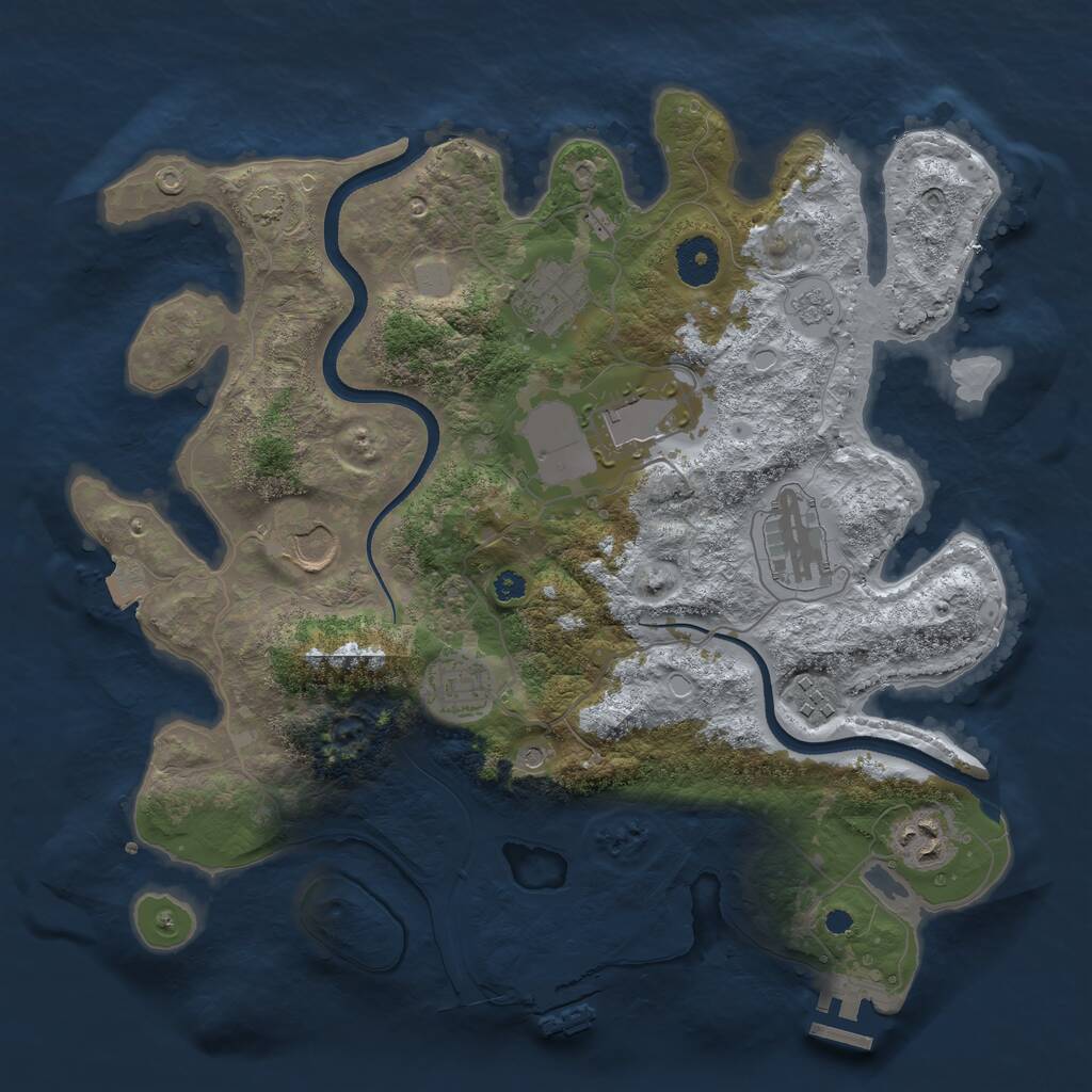 Rust Map: Procedural Map, Size: 3500, Seed: 87389233, 13 Monuments