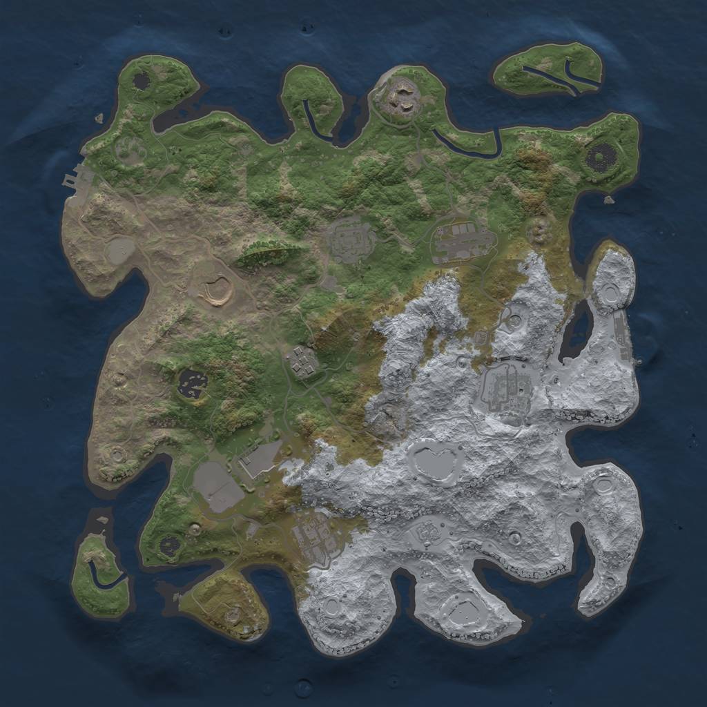 Rust Map: Procedural Map, Size: 3600, Seed: 564328, 18 Monuments