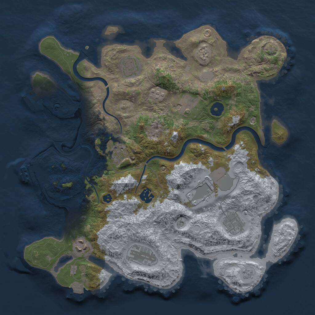 Rust Map: Procedural Map, Size: 3500, Seed: 42082521, 15 Monuments