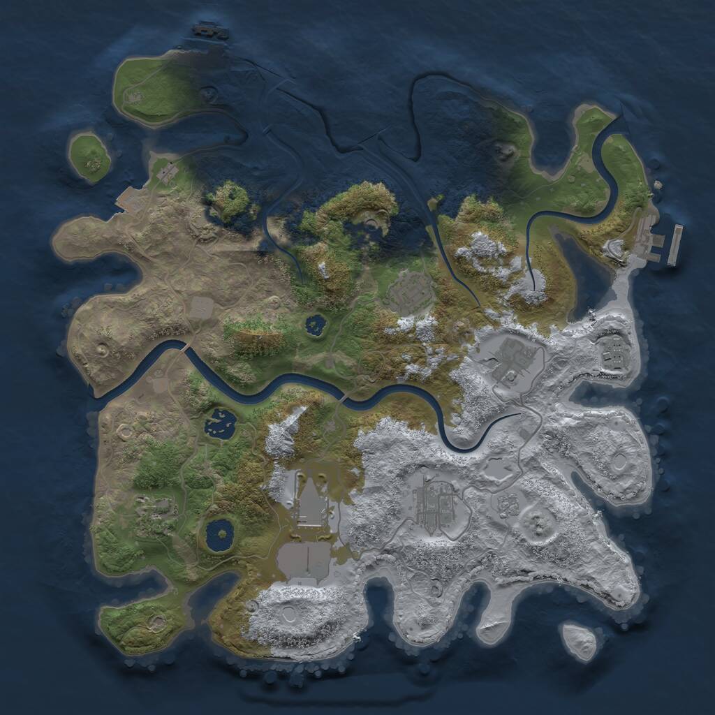 Rust Map: Procedural Map, Size: 3500, Seed: 47556053, 13 Monuments