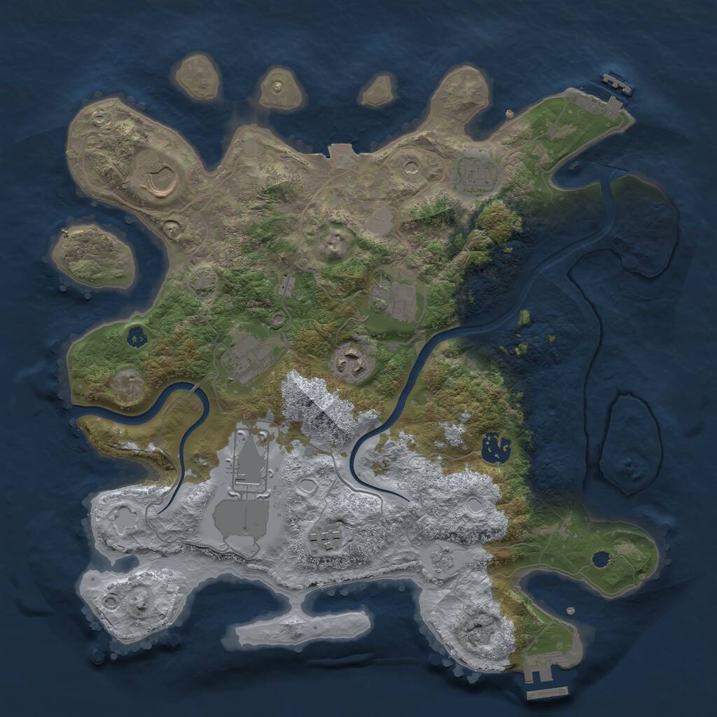 Rust Map: Procedural Map, Size: 3500, Seed: 79011770, 14 Monuments