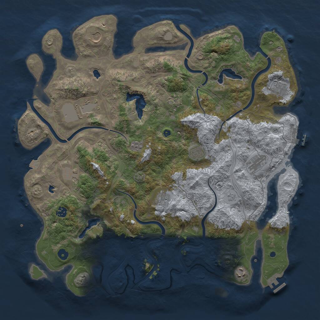 Rust Map: Procedural Map, Size: 4500, Seed: 696642997, 17 Monuments