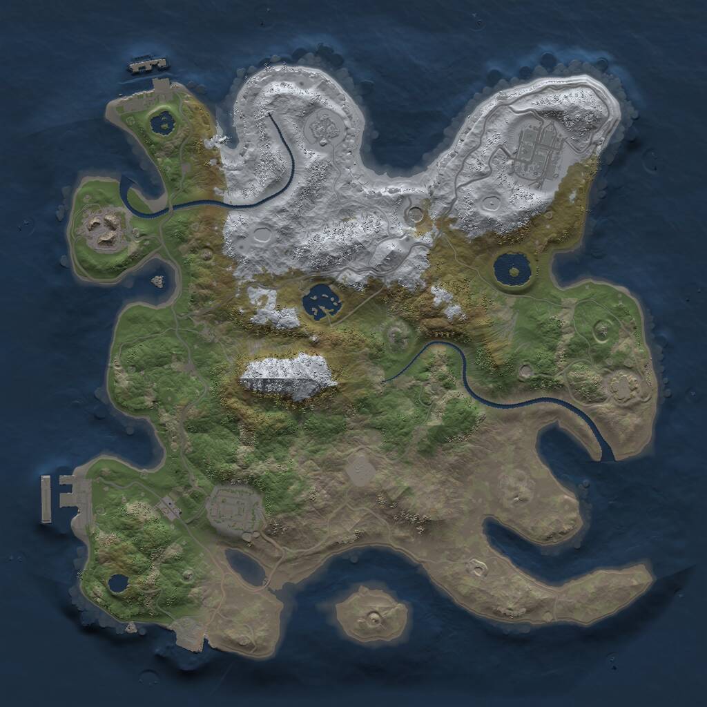 Rust Map: Procedural Map, Size: 3000, Seed: 14100, 10 Monuments