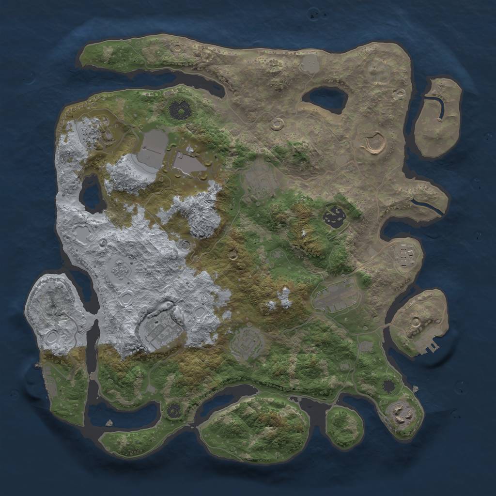 Rust Map: Procedural Map, Size: 3500, Seed: 696259460, 19 Monuments