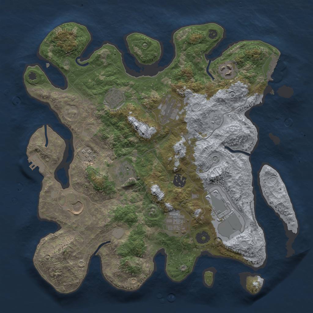 Rust Map: Procedural Map, Size: 3500, Seed: 10626804, 18 Monuments