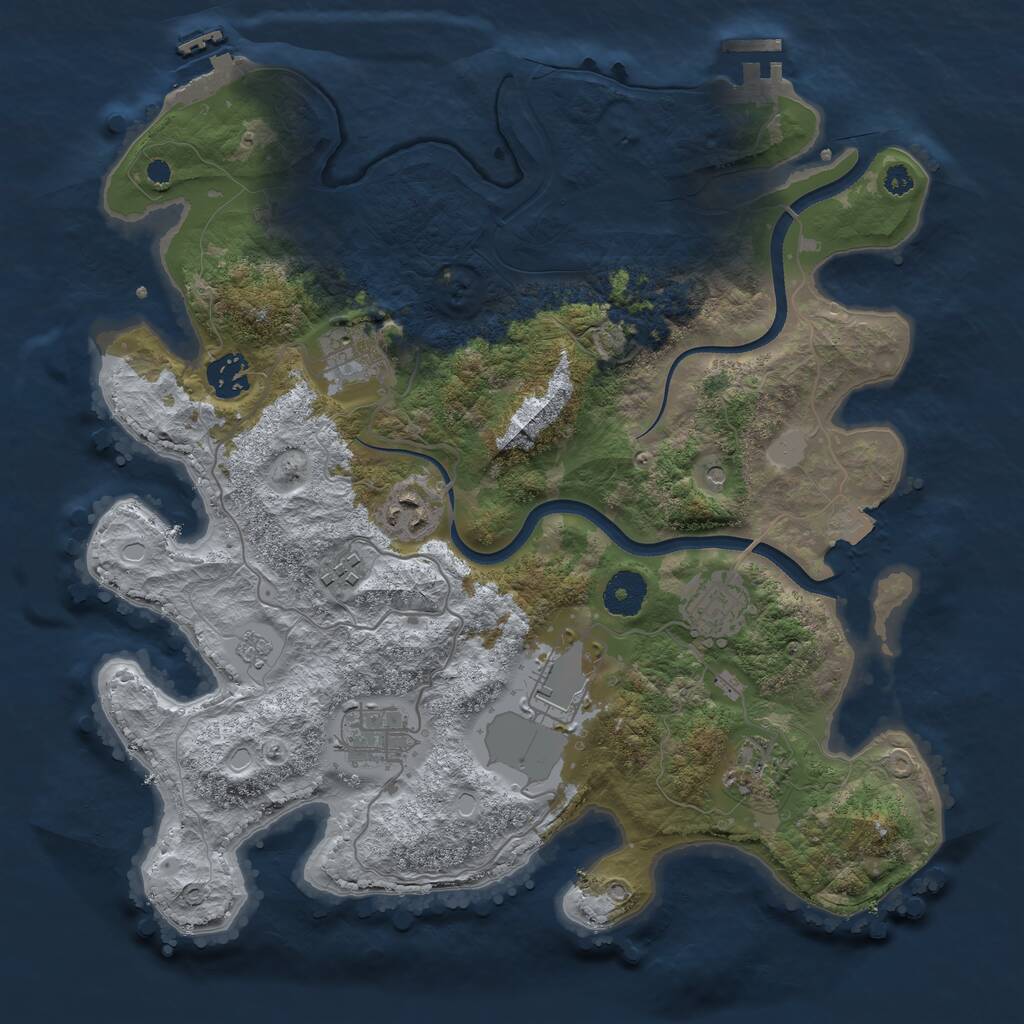 Rust Map: Procedural Map, Size: 3500, Seed: 77862015, 14 Monuments
