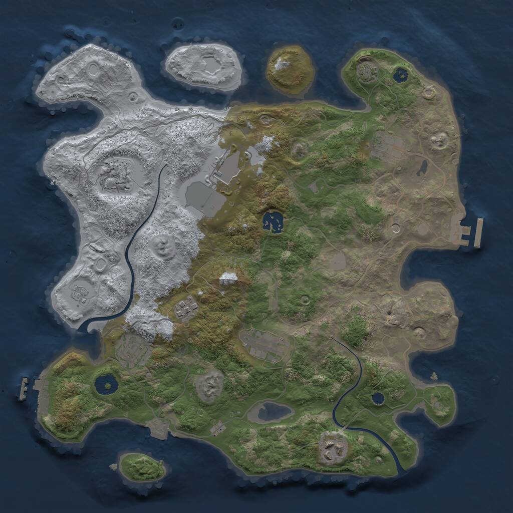Rust Map: Procedural Map, Size: 3500, Seed: 1078566519, 14 Monuments