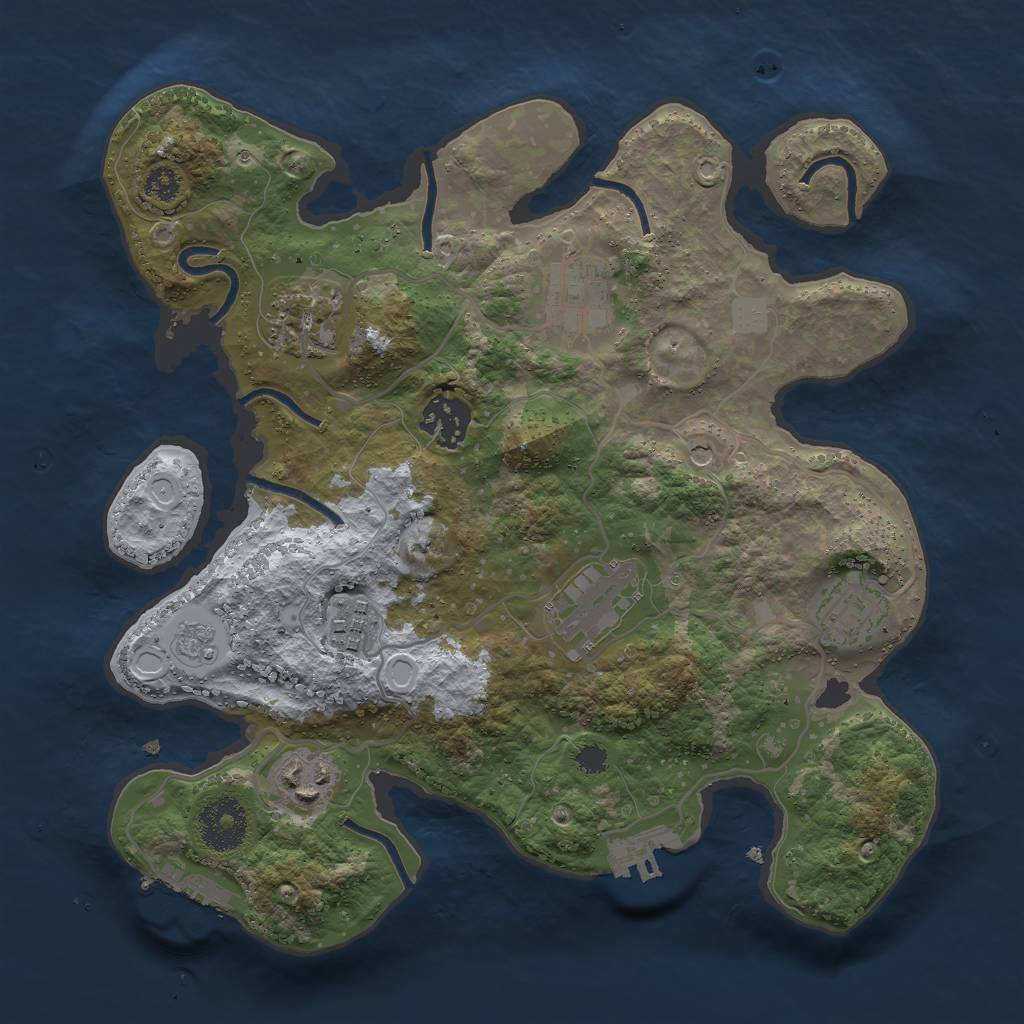 Rust Map: Procedural Map, Size: 3000, Seed: 962066778, 16 Monuments