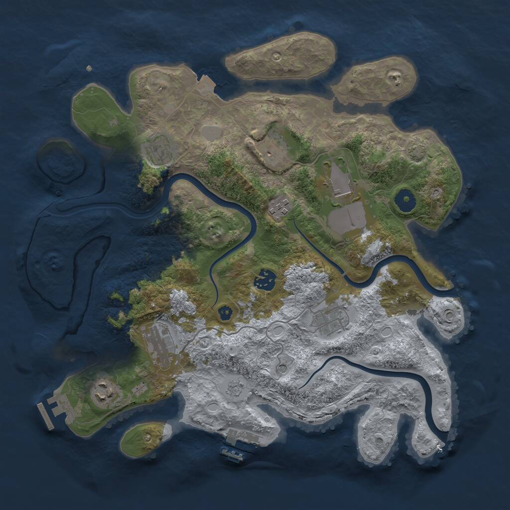 Rust Map: Procedural Map, Size: 3550, Seed: 450280, 14 Monuments