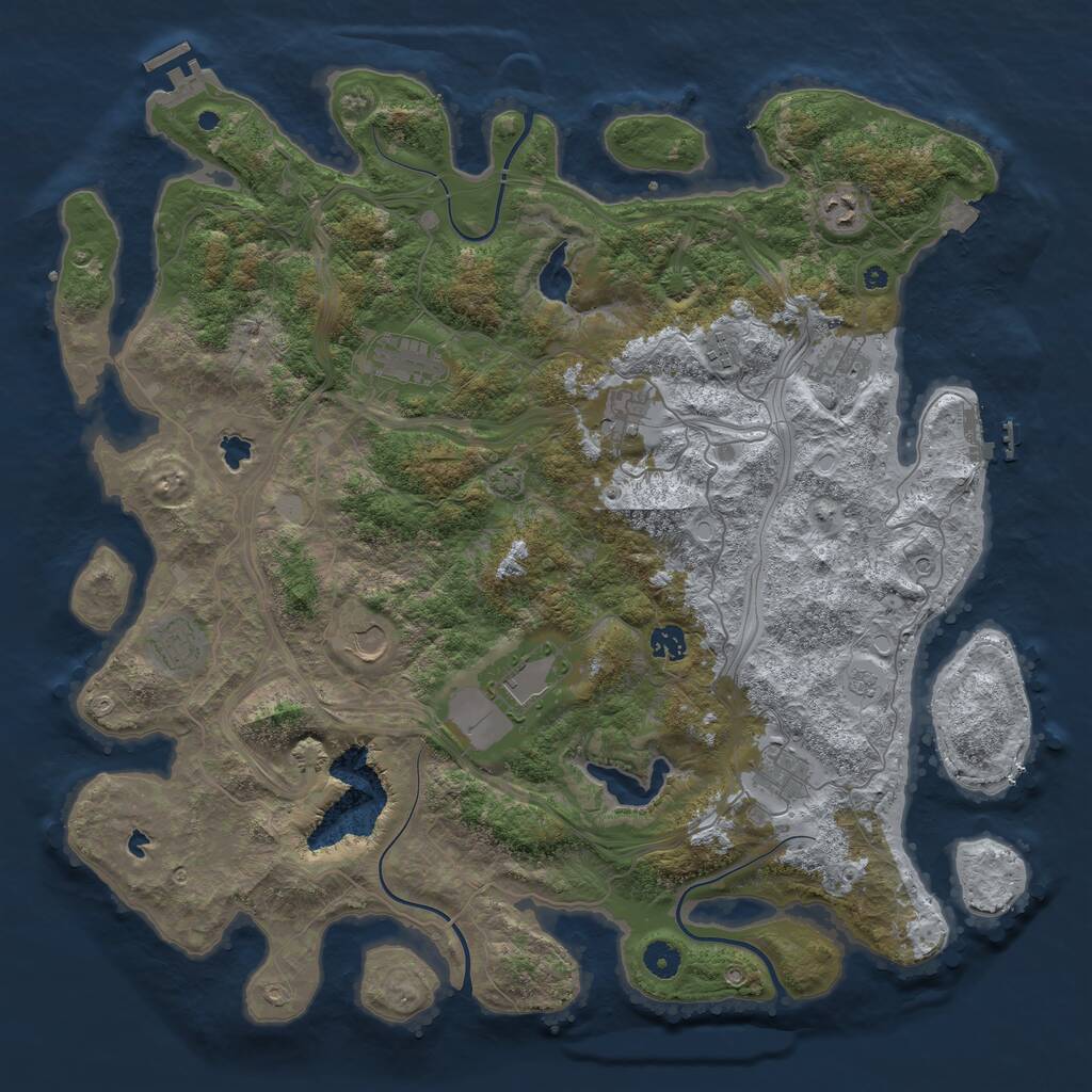 Rust Map: Procedural Map, Size: 4500, Seed: 1232383944, 16 Monuments
