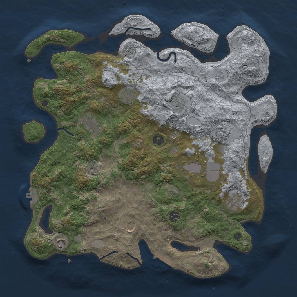 Rust Map: Procedural Map, Size: 4000, Seed: 34568927, 19 Monuments