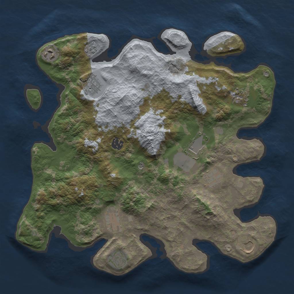 Rust Map: Barren, Size: 3700, Seed: 316725818, 13 Monuments